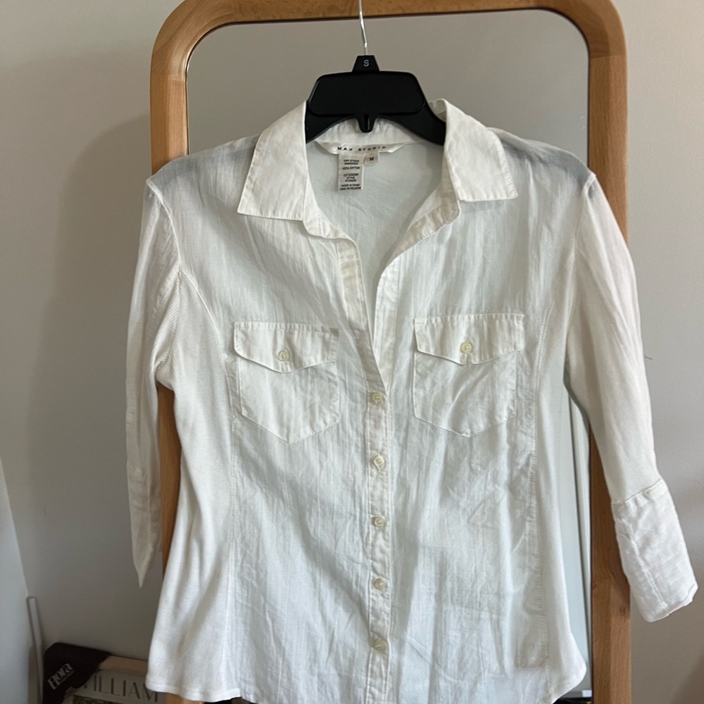 Max Studio Crisp White Cotton Shirt